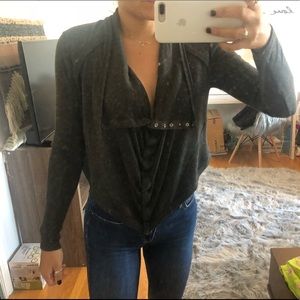 Button down crop grey sweater